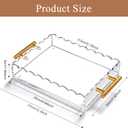 Acrylic Scalloped Tray 10'' X 8'' with Magnetic Bottom & Gold Handles - Customizable Picture Display Tray for Home Dcor Vanity Bathroom Kitchen Office & Living Room