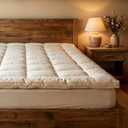 100% Merino Wool Mattress Topper for Back Pain Relief Natural Handmade Merino Wool Pad 1 Inch Thick Cooling Breathable with 2 Elastic Straps, Ivory Crib 28x51 Inches