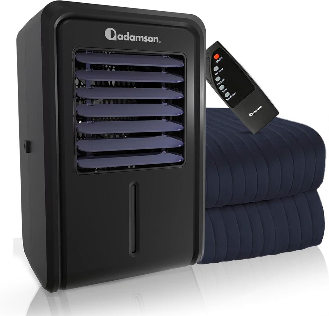 Adamson B10 Navy Blue Bed Cooling System - Twin 75 L x 39 W - 100% Cotton Mattress Cooling Bed Pad for Night Sweats - Water Bed Cooler - Ideal for Hot Sleepers - 5-Year Assurance