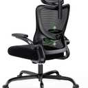 Marsail Ergonomic Office Chair with Headrest Mesh Office Computer Desk Chair with Adjustable Lumbar Support Rolling Work Swivel Task Chairs with Wheel 3D Armrests (Light Black)