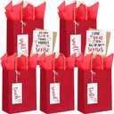 Kolldenn 5 Sense Gift Bags with 5 Sense Tags Wine Red Small Kraft Paper Bag Five Senses Gift Bags with Tissue Paper Greeting Card for Birthday Gifts Him Her Wedding Mothers Day Party, 6 x 3.2 x 8.3 In