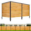 3 Panels No Dig Wood Privacy Screen, 42" H x 40" W Outdoor AC Fence