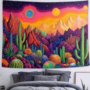 LATETOMT 80x60in Cactus Tapestry Psychedelic Tapestries Western Landscape Tapestry for Men Boys Dorm Living Room Bedroom Decoration LTMTADJ215