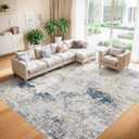 10x14 Washable Area Rugs - Modern Abstract Large Rugs for Living Room Non-Slip Low Pile Soft Machine Washable Carpet for Bedroom, Under Dining Table, Nursery, Farmhouse (10'x14' Beige Blue)