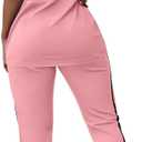 LovelyWholesale Women Jogging Suits 2 Piece Set Short Sleeve Color Block Tops and Jogger Pants Pink Large (Pink, L)
