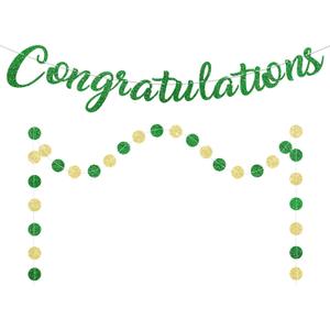 Green Congratulations Banner Sign Prestrung Congrats Banner Garland Congratulations Decorations Congrats Graduation Banners for Graduation Decorations Retirement Wedding Party Decor Supplies