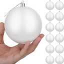 Zubebe 12 Pcs 4 Inch Christmas Balls Ornaments Large Christmas Tree Decorations Shatterproof Plastic Ornament Balls Decorative Hanging Ornaments Holiday Wedding Party for Xmas Tree(White)