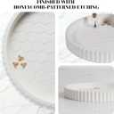 Round Decorative Tray for Coffee Table - Concrete Home Decor Tray - Coffee Table Decor - Table Trays Decorative - Centerpiece Tray with Aesthetic Honeycomb (White)