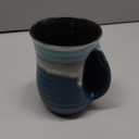 Hand Warmer Mug for Christmas - 16 Ounce Large Handwarmer Mugs Ceramic Handmade Pottery Gift for Holiday with Pocket Handle, Keep Your Fingers Warmth (Right Handed,Forest Green/Black)