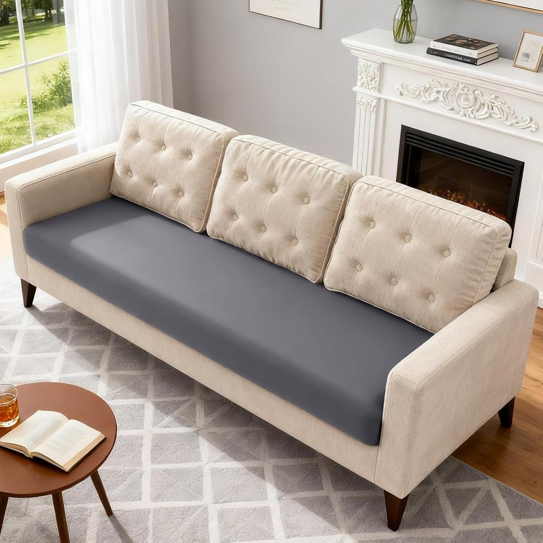 TAOCOCO Couch Cushion Covers Large 1 Piece Stretch Couch Covers for 3 Seat Couch, Sofa Seat Covers Soft Washable Furniture Protector(1-Piece for Large Sofa Cushion or Chaise, Light Grey)