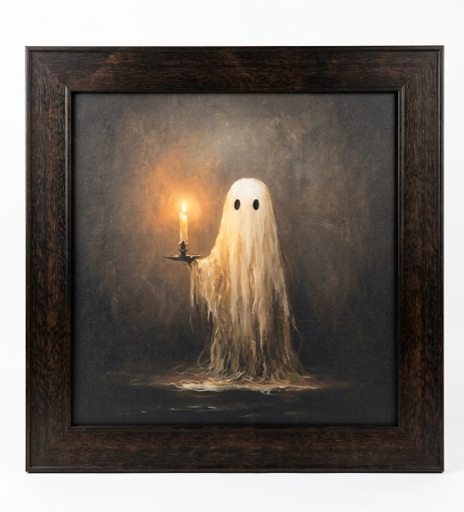 Puyfsdhg Vintage Moody Halloween Wall Art Framed Dark Academia Canvas Prints Artwork, Halloween Paintings Wall Decor for Home Bedroom Living Room,  20 x 20 inches (50 x 50 cm)