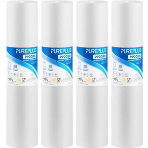PUREPLUS 1 Micron 20"x4.5" Whole House Sediment Home Water Filter, 4 Pack