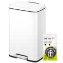 EKO Madison Matte White Stainless Steel 13.2 Gal/50L Kitchen Step Trash Can or Recycling Bin, Removable Inner Liner, Soft Close Lid, Fingerprint Resistant Finish