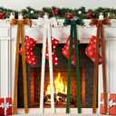 Civaner 4 Pcs Khaki Green White Brown Extra Large Christmas Velvet Tree Bow 47.2 x 11.8 Inch Vintage Giant Wreath Christmas Tree Topper Bow Ornament with Long Streamer for Door Staircase Outdoor