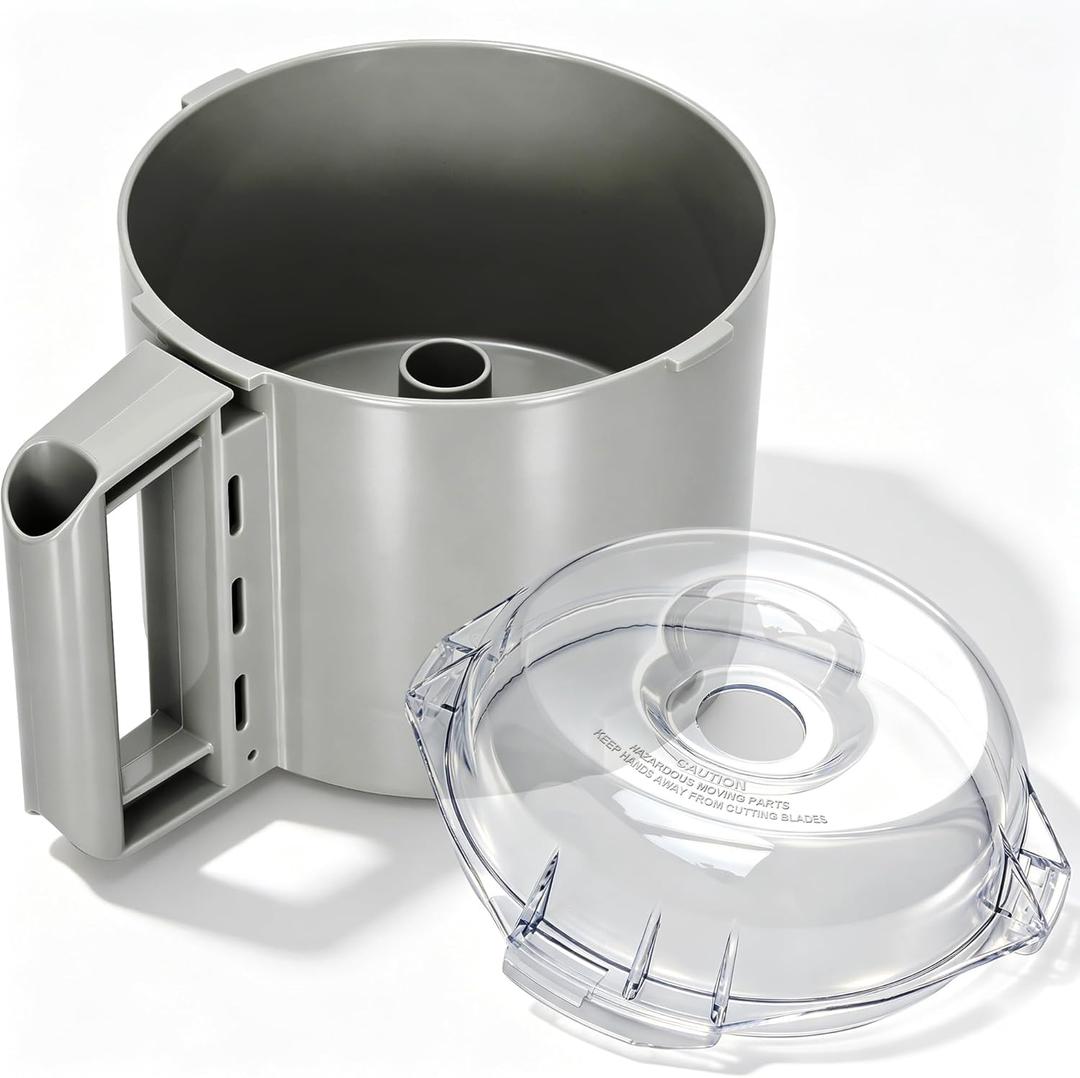 106458S Cutter Bowl Lid and 112204S Cutter Bowl, Compatible with Robot Coupe R2, R2B, R2N, R2 Dice Food Processor, Gray, 3 Quart Combo Set