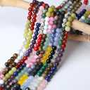 Natural Stone Beads 100pcs 8mm Round Stone Beading Loose Color Mixed DIY Smooth Beads for Bracelet Necklace Earrings Making (25 Material-8mm)