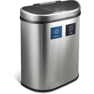 Ninestars DZT-70-R3 Motion Sensor Trash Can, Extra Large, Silver