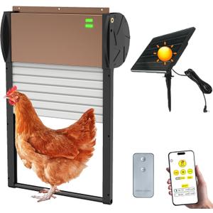 Automatic Chicken Coop Door APP Controlled, Solar Powered Chicken Coop Door Opener with Programmable Timer, 10M Remote, Light Sensor, USB Rechargeable, Anti-Pinch, Auto Chicken Doors (tanned) Automatic Chicken Coop Door APP Controlled, Solar Powered Chicken Coop Door Opener with Programmable Timer, 10M Remote, Light Sensor, USB Rechargeable, Anti-Pinch, Auto Chicken Doors (tanned)