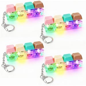 Keyboard Fidget , Keyboard Fidget Keychain 4-in-1 Keyboard Decompression Button Finger Clicker Toys, Button Stress Relief Fidget Gifts to Relief Stress (Macaron-4)