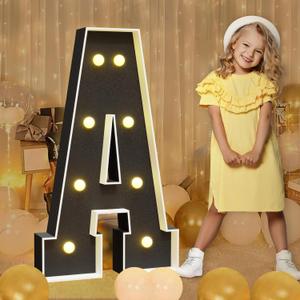 imprsv Marquee Letters Black 3FT: Black Party Decor - Light Up Letter A Large 3 Feet Tall - Party Decorations Letter for Marry Me Graduation Wedding