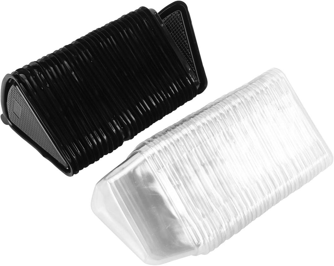 Cake Box, 100Pcs Plastic Packing Box Triangular Cake Box Container for Pastry Bakery Dessert (A02 black model)