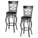 Vintage Swivel Bar Stools 30 in. Bistro Upholstered Dining Chairs Black (Set of 2)