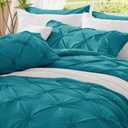 BEDELITE Teal Twin Comforter Set - 2 Peices Boho Pintuck Bedding Comforter Sets, Lightweight Soft & Warm Twin Bedding Sets with 1 Pillowcase for All Season