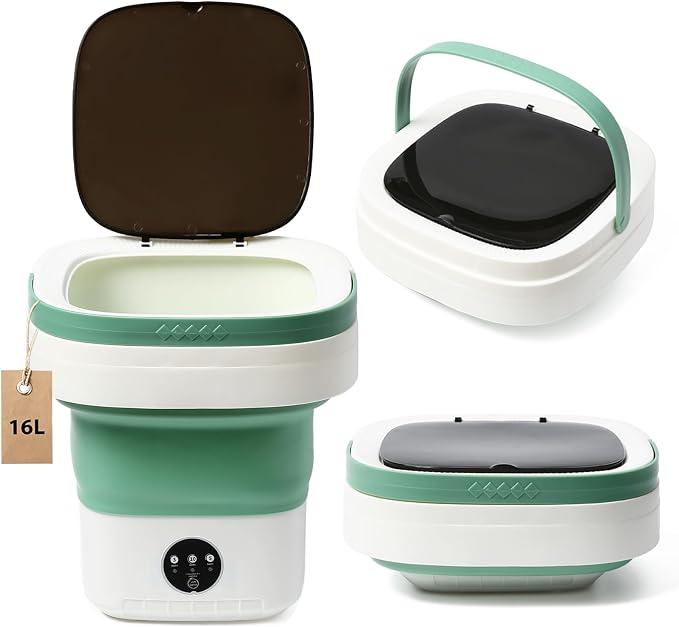 Mini Portable Foldable Washer - 16L Portable Washing Machine, Spin dryer, Small Folding Washing Machine 3 Cleaning Modes for Baby Clothes/Intimate Apparel, for Travel, Home