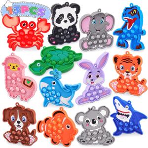 13PCS Animal Pop Sensory Fidget Toys for Kids Toddler, Airplane Car Travel Activities Toys, Goodie Bag Stuffer for Kids, Fidgets for Classroom