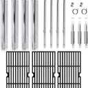 Hiorucet Grill Grates Replacement Parts for Charbroil Advantage 463344015, 463343015, 463335115, Grid Cooking Grates, Heat Plate, Burner, Ignitor and Crossover Tube for Charbroil 4 Burner Grill Parts.