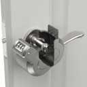 Keyed Door Handle Lockout Device Cover with Code to Disable Access to Keyhole Combination Lock for Bedroom from Outside Only Fits Handle Lock with Long Connecting Shaft (1, Silver)