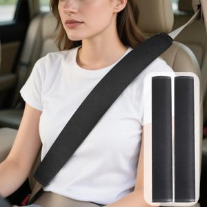 2025 Upgraded Extra Long Car Seat Belt Cover, 2Pack 19.7in Seat Belt Cover Pad for Ultimate Comfort Driving Experience, Soft Shoulder Pad Protector Car Interior Accessories for All Vehicles - Black