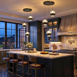 3-Lights Modern Pendant Lights for Kitchen Island LED Remote Dimmable Chandeliers for Dining Room Bedroom Hallway Black Light