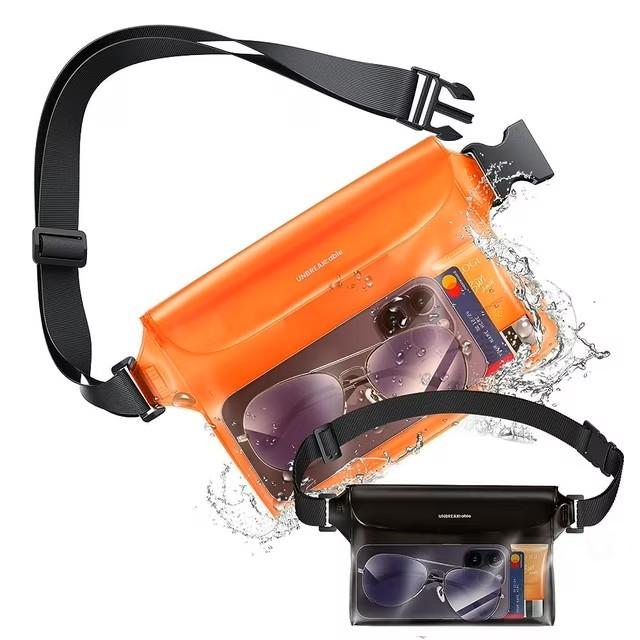 UNBREAKcable Waterproof Phone Pouch with Adjustable Waist Strap- 2 Pack [9.8'' Front window] [SGS IP68 Waterproof] [71'' Maximum Adjustable Waist Length] Waist Bag Screen Touchable Floating Dry Bag