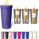 Frost Buddy Togo Buddy 30 oz Stainless Steel Vacuum Insulated Tumbler To Go Coffee Cup - Iced Coffee Cups, Iced Coffee Sleeve, Travel Mug, Thermal Cup for Hot & Cold Drinks, Dunkin Cup (Purple Glitz)