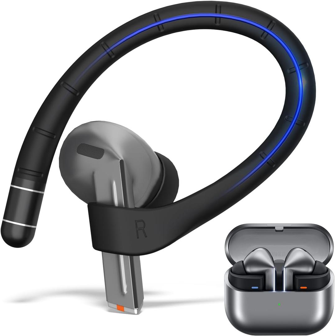 Anti-Slip Ear Hooks for Galaxy Buds 3 Pro (2024) & Galaxy Buds 3 FE (2025), Comfortable Fit | Sports Anti-Loss | Memory Titanium Alloy Ear Hooks Compatible for Samsung Buds 3 Earbuds w/Lanyard, Black