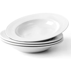 NUTRIUPS 8Oz Small Pasta Plates Set of 4, 8.5'' Wide Rimmed Soup Plates - 250ml Pasta Plates, Porcelain Soup Bowls, Microwave & Dishwasher Safe