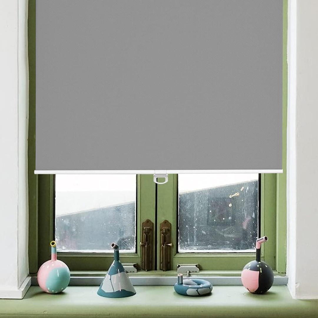 AOSKY Roller Window Shades Blackout Blinds for Windows Cordless Bedroom Shade Room Darkening Shades Door Blinds with Thermal Insulated Easy to Install for Home Office Bathroom W47xL72 Grey