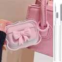 Cute AirPods Pro 2/1 Gen Clear Case, Girly 3D Bow Design Soft TPU Protective Shockproof Kawaii Apple iPod Pro 2nd/1st Generation Cover with Cleaner Pen & Keychain Girls Women 2023/2022/2019 - Pink