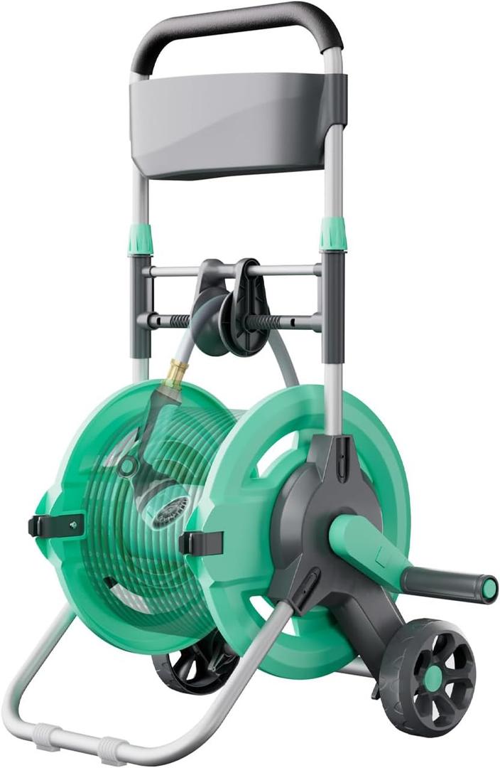 Garden Hose Reel Cart, Hold Up to 75-150 Ft of 5/8 Inch Hose, Water Hose Reel Cart with Wheels, Mobile Hose Reel Cart For Car Washing, Garden Watering, Outside Use
