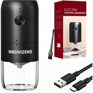 Electric Coffee Grinder, NRUVIZENS One Touch Coffee Bean Grinder with 12-Cup Capacity, 25W Low Noise Pure Copper Motor, Adjustable Settings, Quiet Operation, Easy Clean