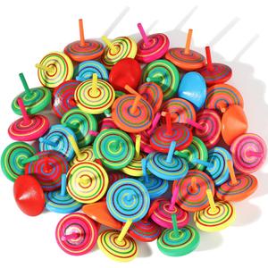 Aoriher Wood Spinning Tops for Kids, Colorful Wooden Gyroscopes Toy, Educational Kindergarten Toys, Rainbow Spin Tops for Games Party Favors Birthday Gifts(100 Pieces)