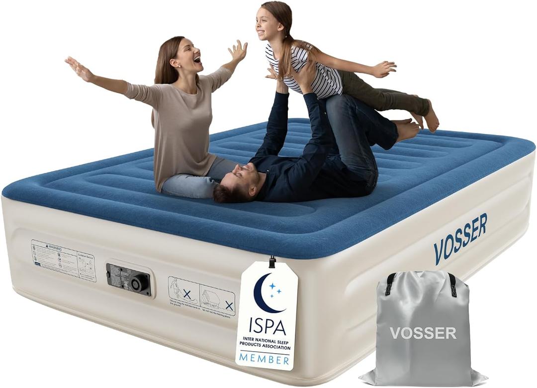 VOSSER Queen Air Mattress with Built in Pump,Leakproof Blow Up Mattress, Queen 15''