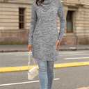 STYLEWORD Women's 2026 Winter Dress Tunic Tops for Leggings Long Sleeve Sweater Cowl Neck Fashion Shirt Dress (XL)