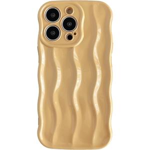 Caseative for iPhone 13 Pro Case,Water Ripple Pattern Curly Wave Frame Soft Compatible with iPhone Case (Khaki,iPhone 13 Pro)