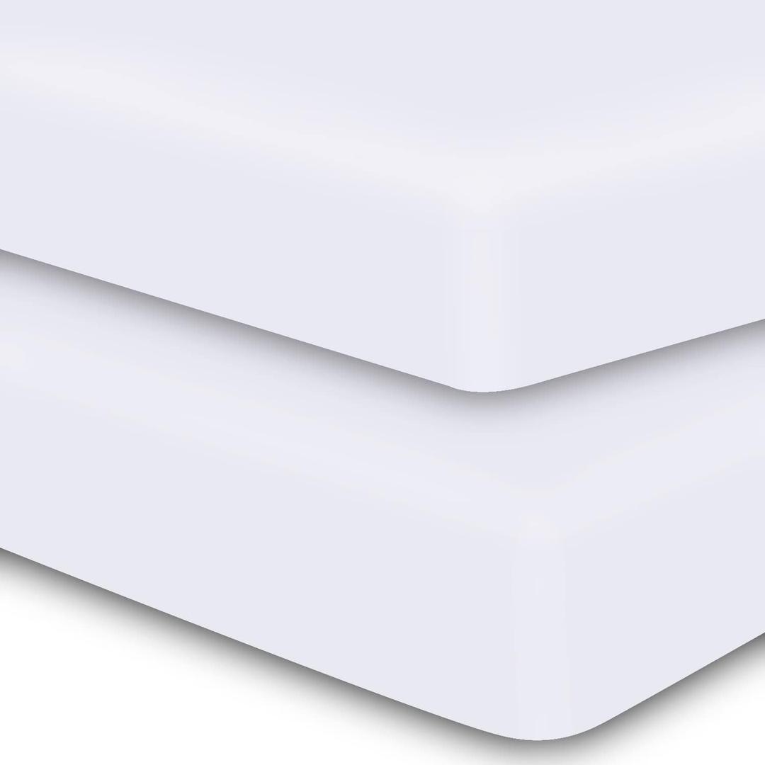 MOONQUEEN 2-Pack Baby Fitted Crib Sheets - Soft Breathable Microfiber Toddler Nursery Sheet Set for Boys and Girls, Fits Standard Size Crib Mattress 28 x 52 x 8in, White