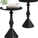 Benkyo Living Room Side Tables Set of 2 Black Round Small End Tables livingroom Sofa End Tables Set of 2 Metal Nightstands Morden Side Table for BedroomBlack