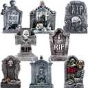 Blulu 8 Pieces Tombstone Yard Sign Halloween Sign Decoration with Stakes Waterproof Gravestone Halloween Yard Sign Corrugated Plastic Halloween Outdoor Decoration for Halloween Party, Garden