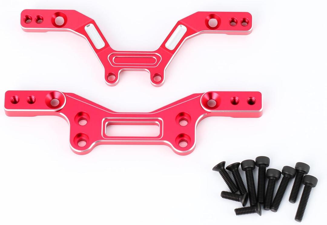 Aluminum Alloy Front&Rear Damper Plate Upgrade, Extended Design for ARRMA 1/14 Typhon Grom, Improves Suspension & Camber Angle (Red)