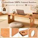 Nuanchu Japanese Floor Table - Foldable Bamboo Low Coffee Desk for Sitting on Rug, 31.5" Japandi Tea Platform for Tatami Seating, Meditation Altar & Low-Profile Cushion Tray, 31.5" x 14.5" x 11.8"